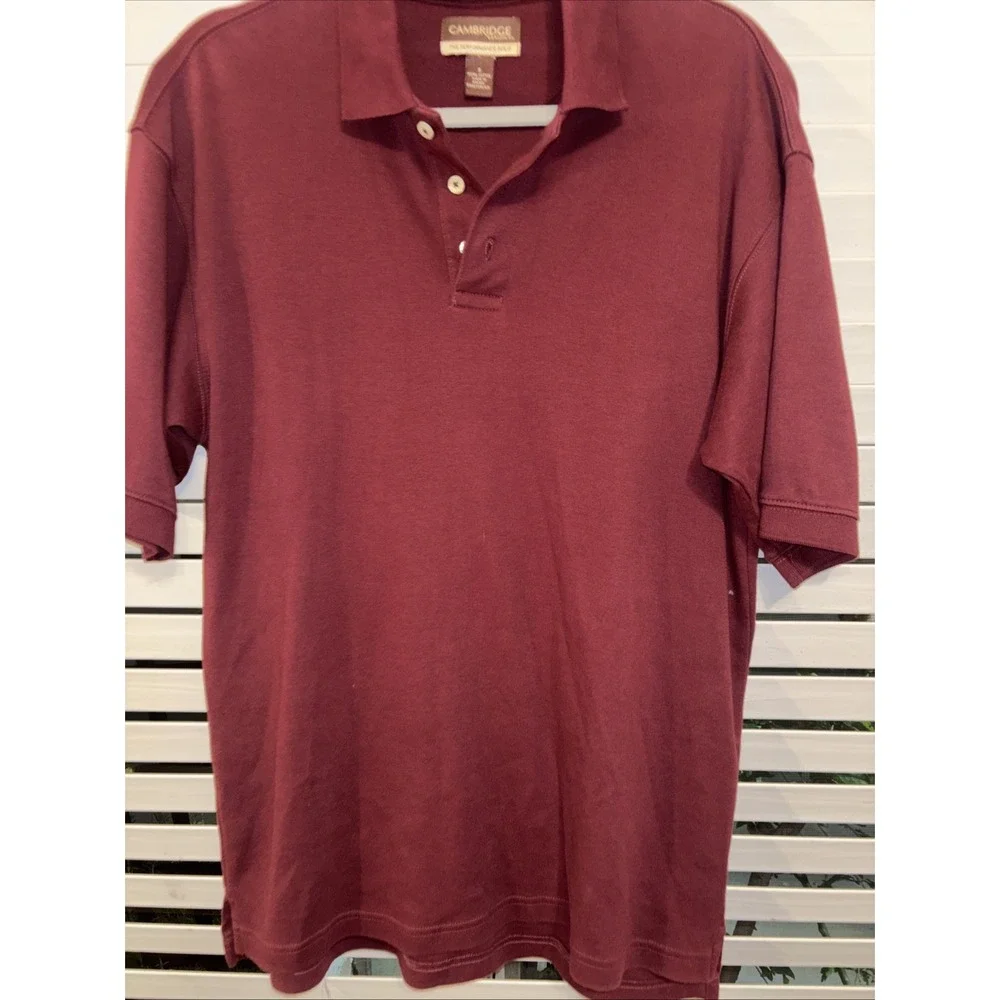 Cambridge Classics Performance Polo Mens Small Burgundy Short Sleeve Polo Soft‎